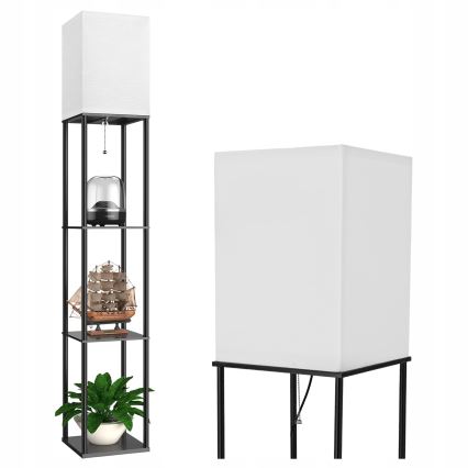 Підлогова лампа з полицями 1xE27/40W/230V чорна/біла