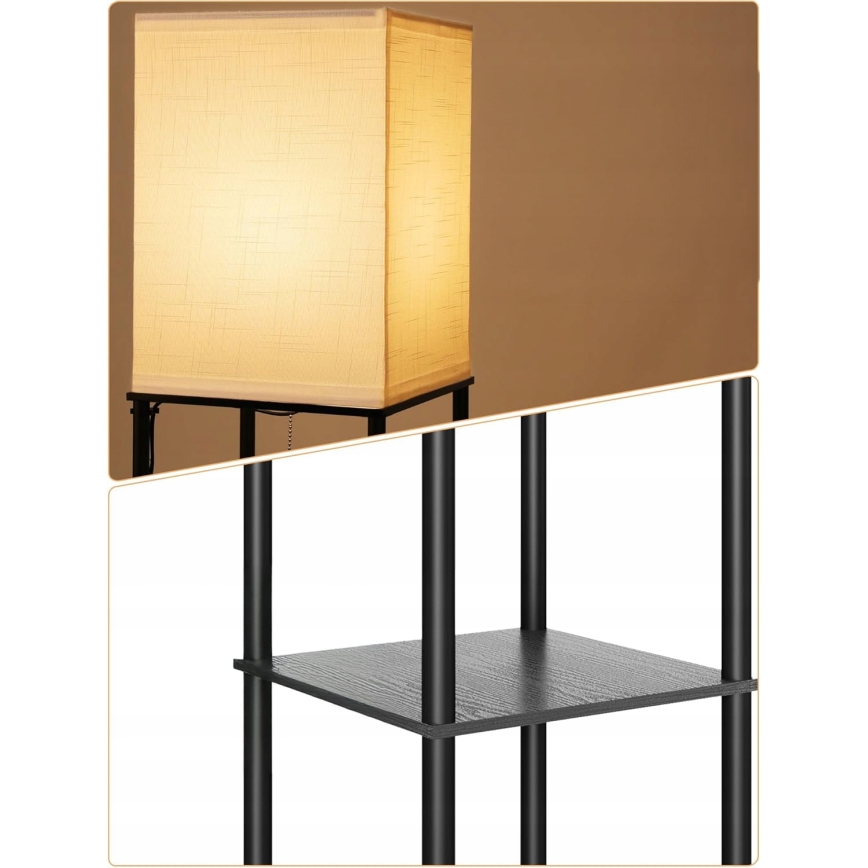 Підлогова лампа з полицями 1xE27/40W/230V чорна/біла