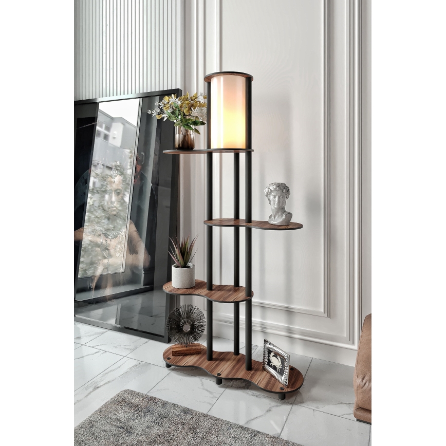 Підлогова лампа з полицями NOTO 1xE27/40W/230V коричнева/чорна