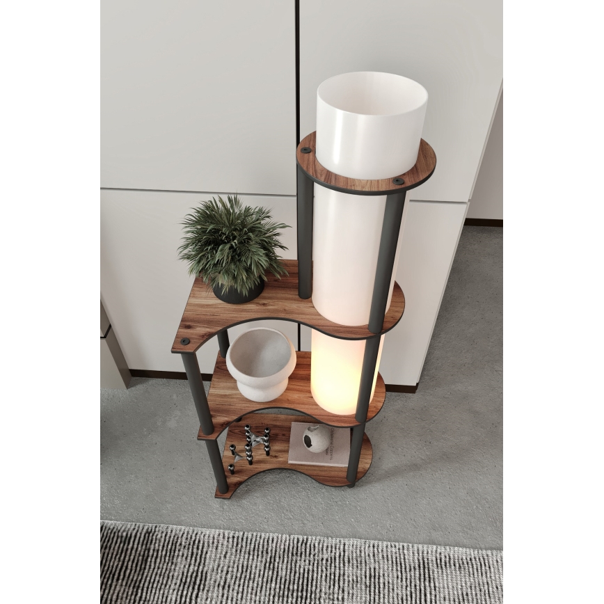 Підлогова лампа з полицями NOTO 1xE27/40W/230V коричнева/чорна