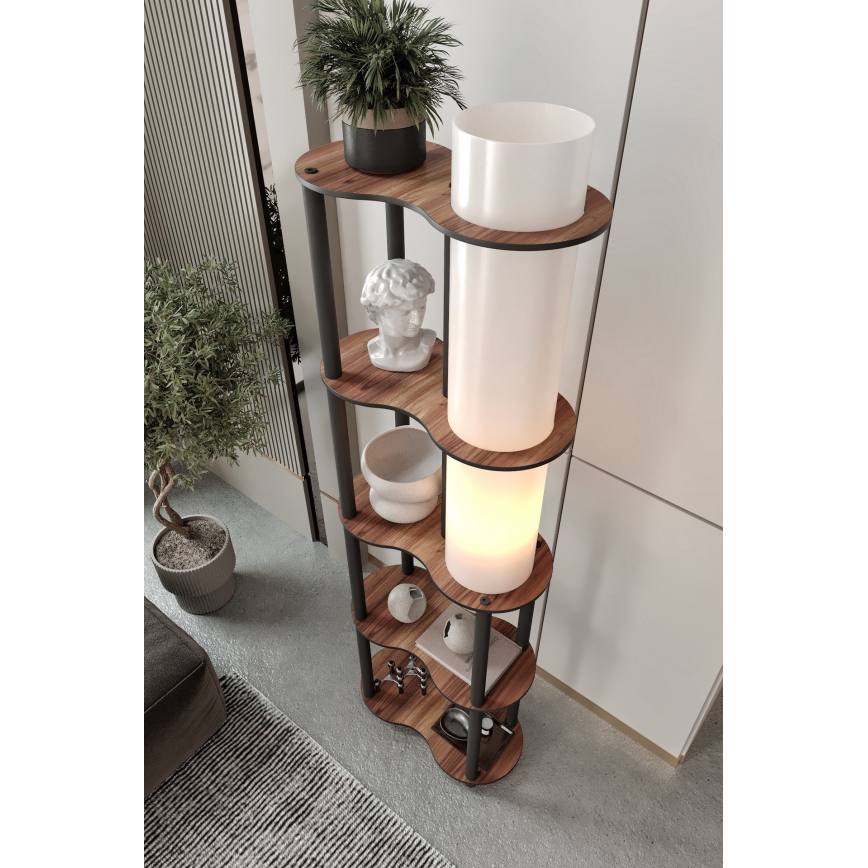 Підлогова лампа з полицями NOTO 1xE27/40W/230V коричнева/чорна