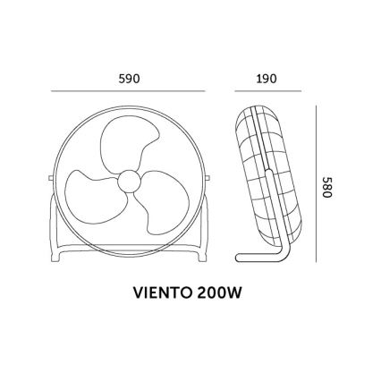 Підлоговий вентилятор VIENTO 200 Вт/230 В, глянцевий хром
