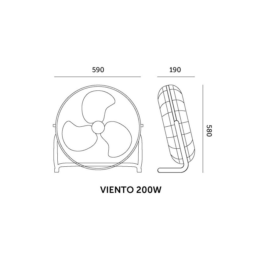 Підлоговий вентилятор VIENTO 200 Вт/230 В, глянцевий хром