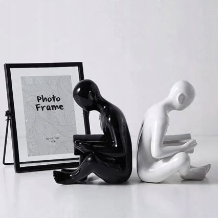 Підпора для книг 17,5х13х14 см чорна/біла