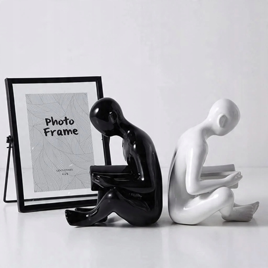 Підпора для книг 17,5х13х14 см чорна/біла