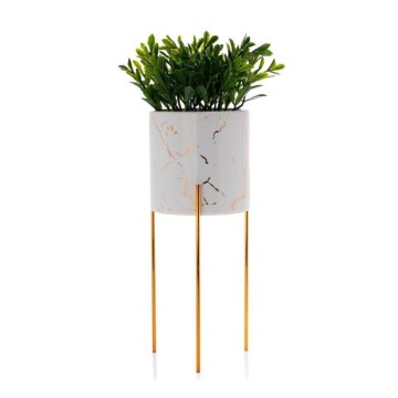 Підставка/горщик для квітів NILA 28x11 см білий/золотий