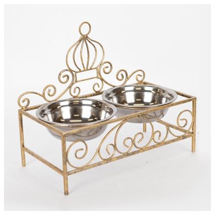 Підставка з двома мисками з нержавіючої сталі