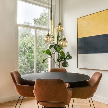 Люстра на тросі CALYPSO 2xGU10/60W/230V + 3xE27/60W чорний/золотий