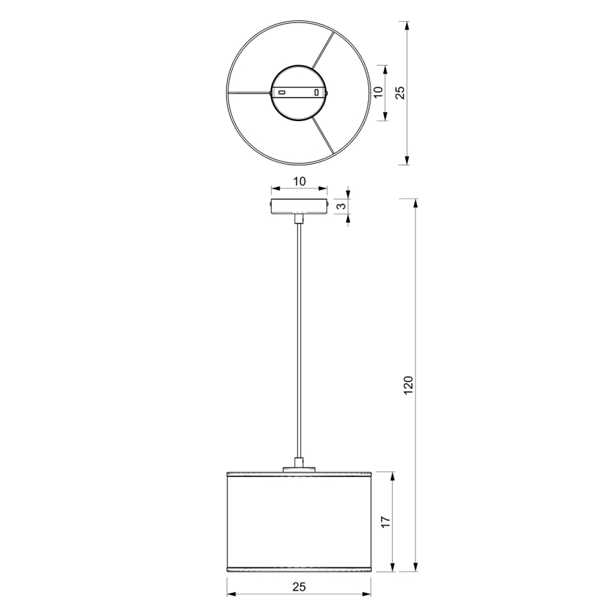 Люстра на тросі LOFT SHADE 1xE27/60W/230V діам. 25 см чорний/золотий