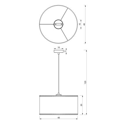 Люстра на тросі LOFT SHADE 1xE27/60W/230V діам. 40 см чорний/золотий
