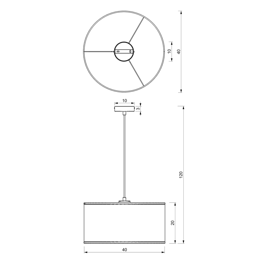 Люстра на тросі LOFT SHADE 1xE27/60W/230V діам. 40 см чорний/золотий