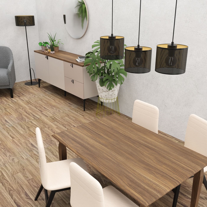 Люстра на тросі LOFT SHADE 3xE27/60W/230V чорний/золотий