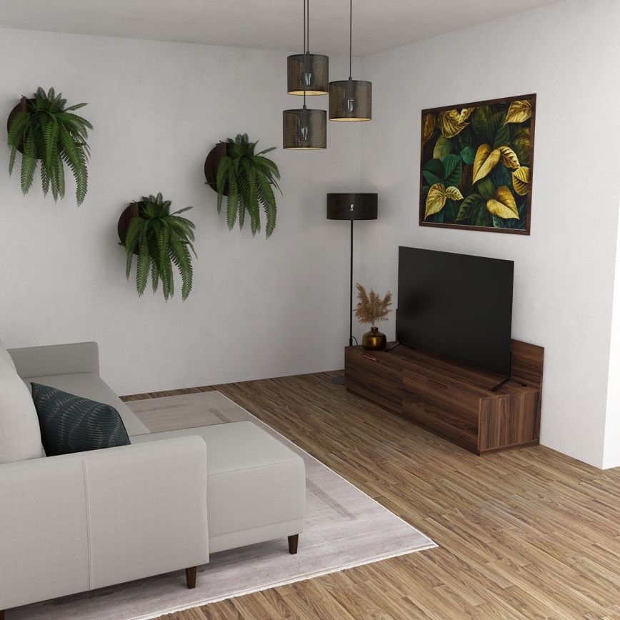 Люстра на тросі LOFT SHADE 3xE27/60W/230V чорний/золотий