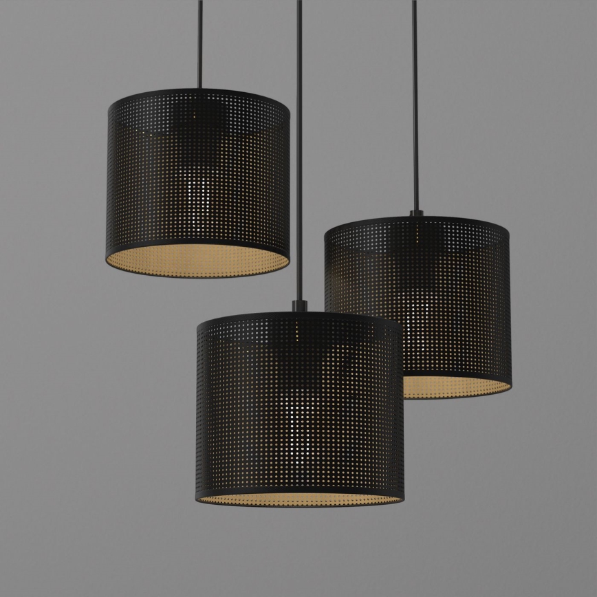 Люстра на тросі LOFT SHADE 3xE27/60W/230V чорний/золотий