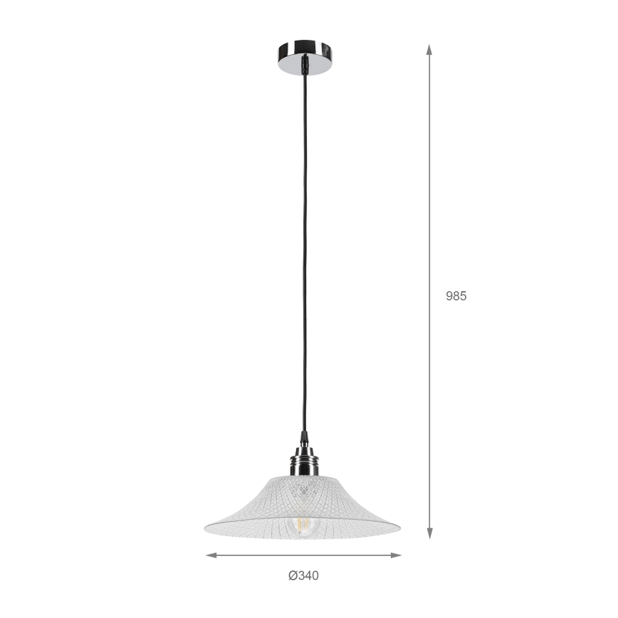 Підвіс на шнурі JULL 1xE27/15W/230V глянцевий хром/прозоре скло