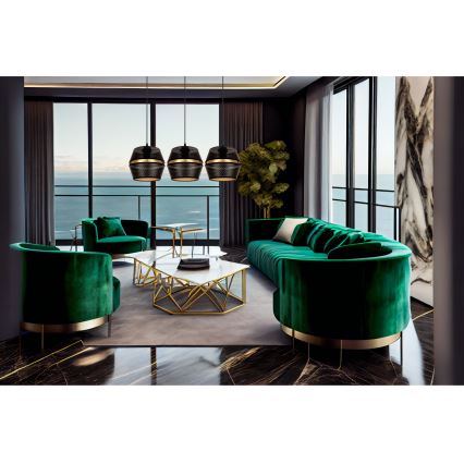 Люстра на тросі PARIS 3xE27/60W/230V чорний/золотий