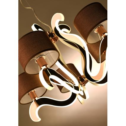 Підвісна LED люстра AMBROSIA 5xE14/40W/230V + LED/43W мідний