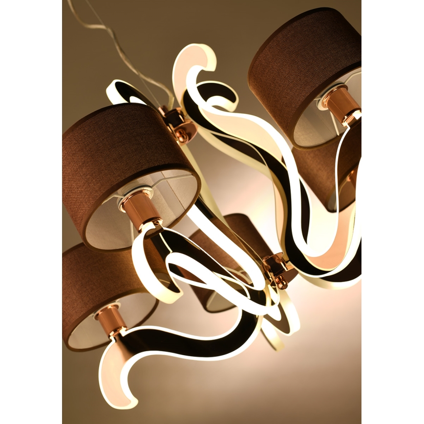 Підвісна LED люстра AMBROSIA 5xE14/40W/230V + LED/43W мідний