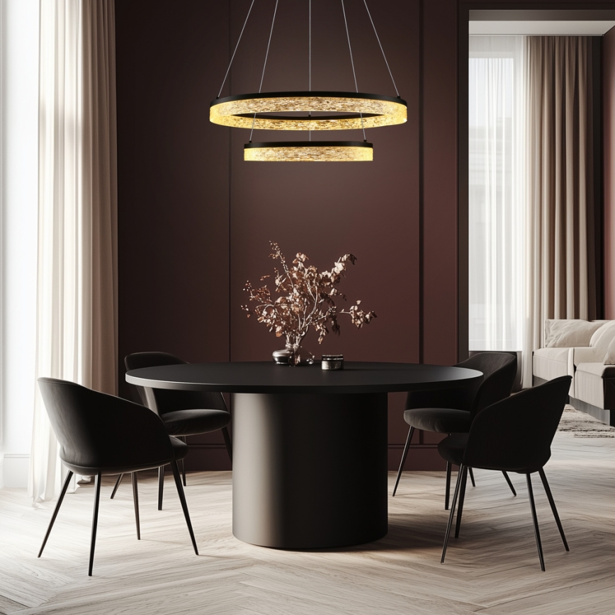 Підвісна LED-люстра FROZI, 38 Вт, 230 В, діаметр 60 см, чорна