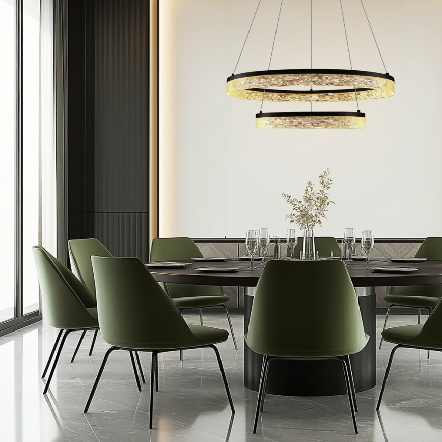 Підвісна LED-люстра FROZI, 38 Вт, 230 В, діаметр 60 см, чорна