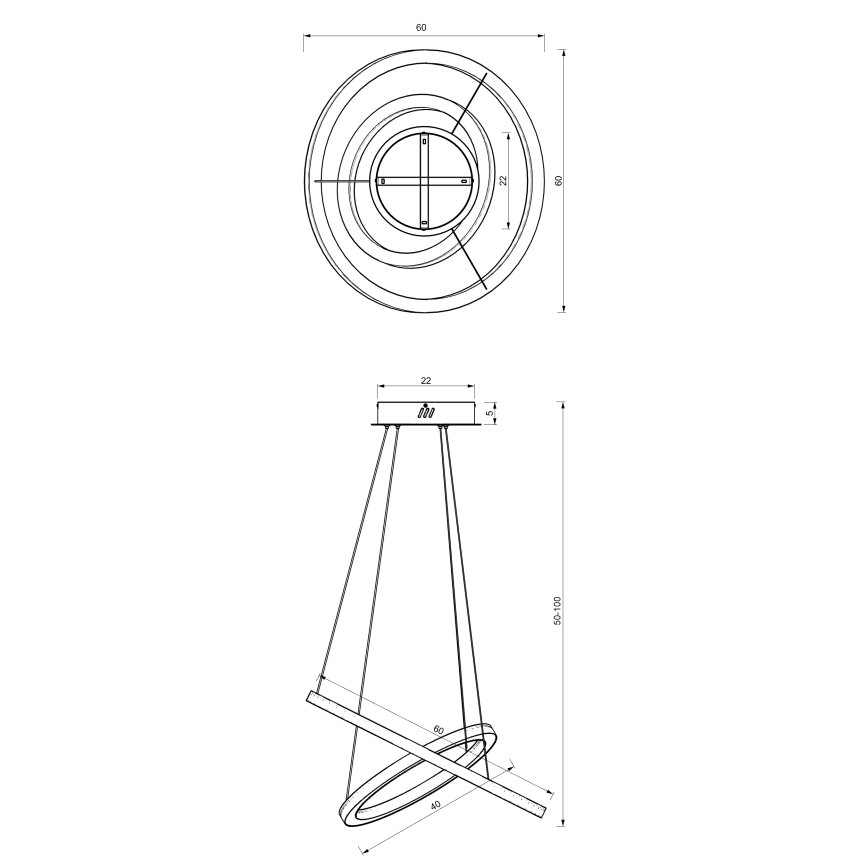 Підвісна LED люстра GALAXIA LED/46W/230V золотий