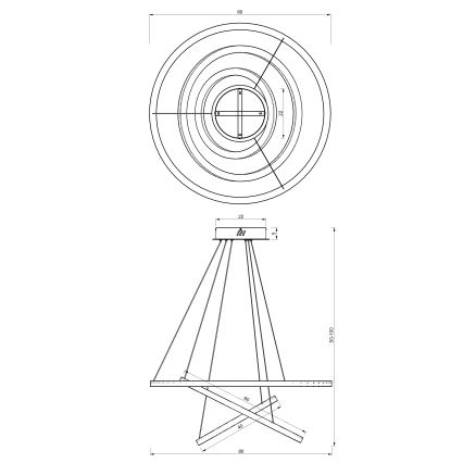 Підвісна LED люстра GALAXIA LED/85W/230V чорний