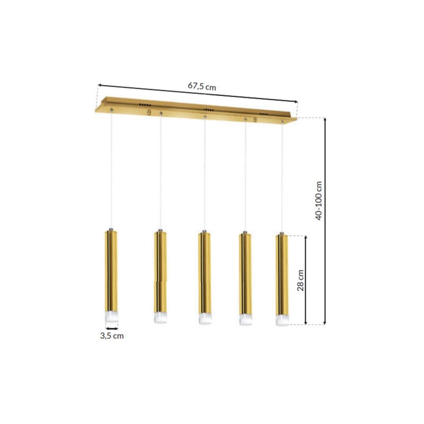 Підвісна LED люстра GOLDIE 5xLED/25W/230V золотий