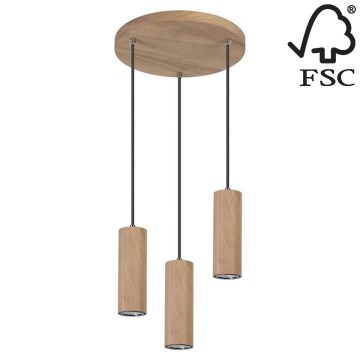 Підвісна LED люстра PIPE 3xGU10/5W/230V матовий дуб – сертифіковано FSC