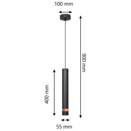 Підвісна LED Люстра TUBA 1xGU10/4,8W/230V чорний/мідний