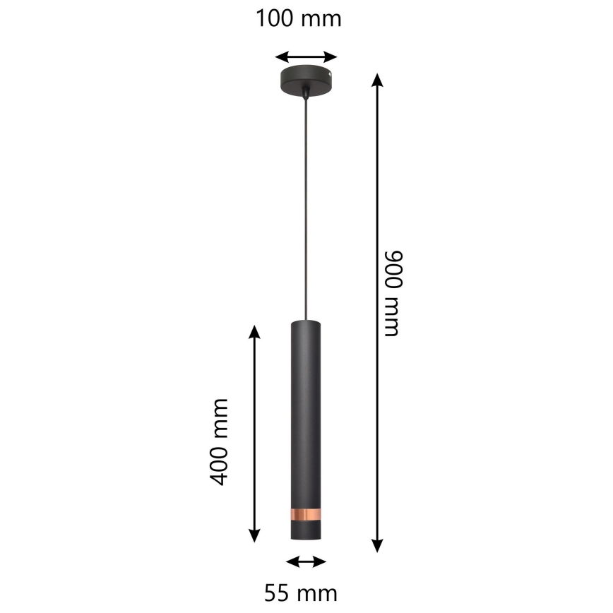 Підвісна LED Люстра TUBA 1xGU10/4,8W/230V чорний/мідний