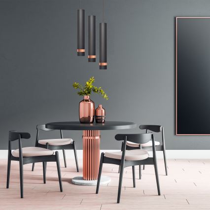 Підвісна LED Люстра TUBA 3xGU10/4,8W/230V чорний/мідний