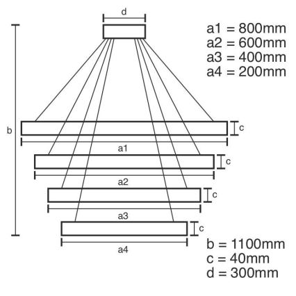 Підвісна LED люстра з регулюванням яскравості LED/165W/230V 3000-6500K + пульт дистанційного керування
