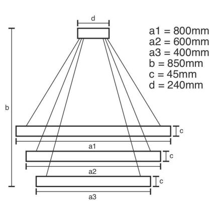 Підвісна LED люстра з регулюванням яскравості LED/220W/230V 3000-6500K + пульт дистанційного керування