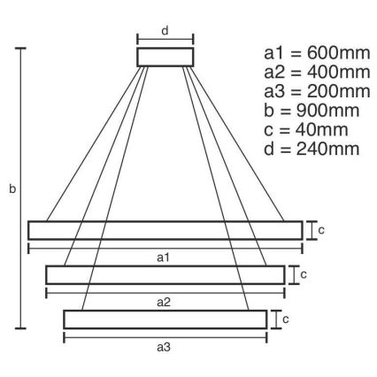 Підвісна LED люстра з регулюванням яскравості LED/85W/230V 3000-6500K + пульт дистанційного керування