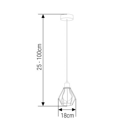 Підвісна люстра 1xE27/35W/230V діаметр 18 см чорний