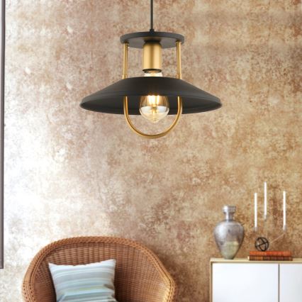 Підвісна люстра 1xE27/40W/230V чорний/золотий