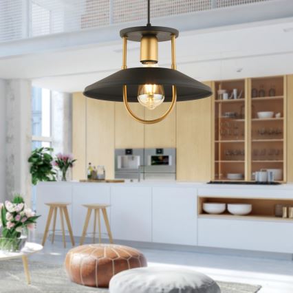 Підвісна люстра 1xE27/40W/230V чорний/золотий