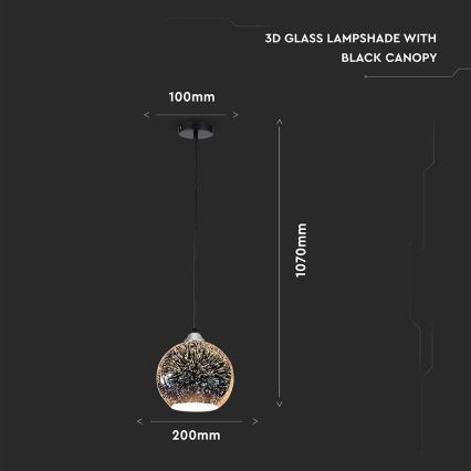 Підвісна люстра 3D 1xE27/60W/230V