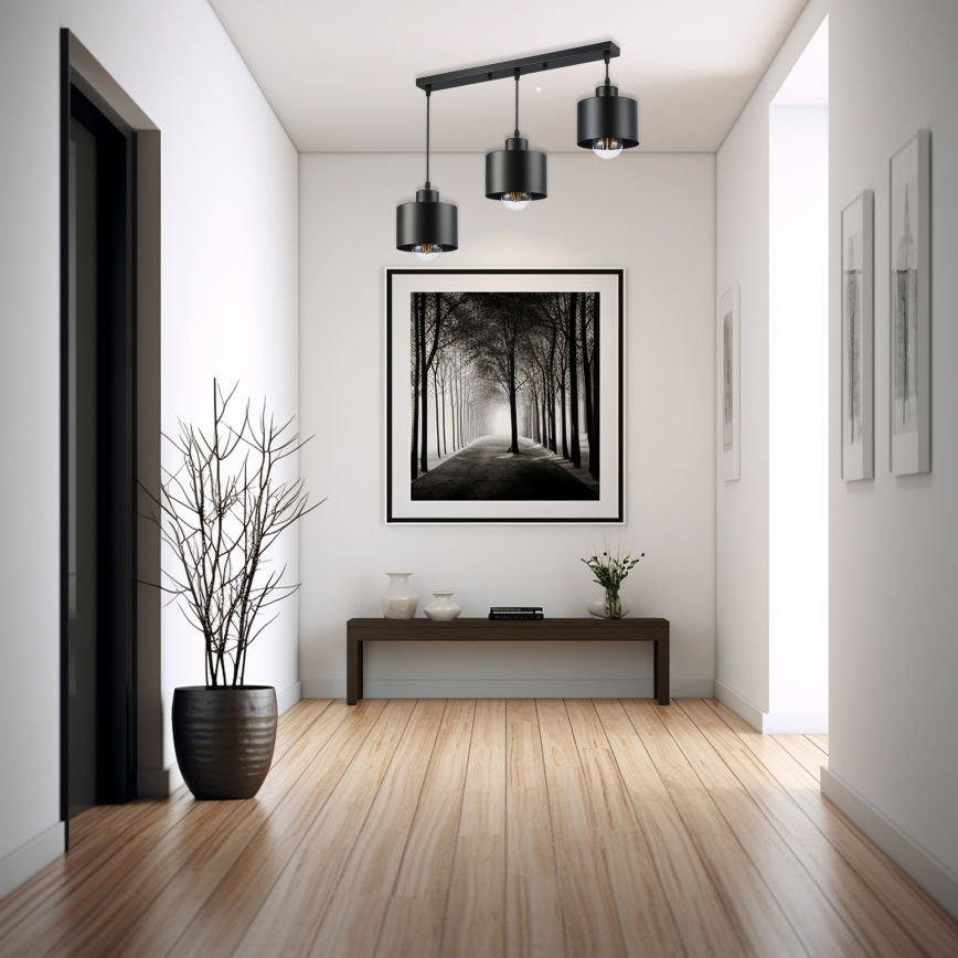 Підвісна люстра 3xE27/35W/230V чорний