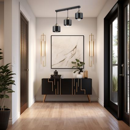 Підвісна люстра 3xE27/35W/230V чорний/золотий