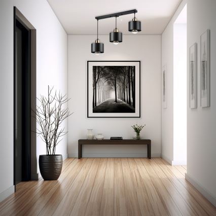 Підвісна люстра 3xE27/35W/230V чорний/золотий