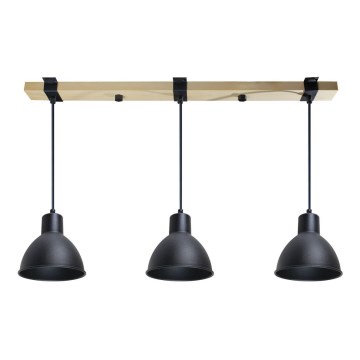 Підвісна люстра 3xE27/40W/230V бук/чорний