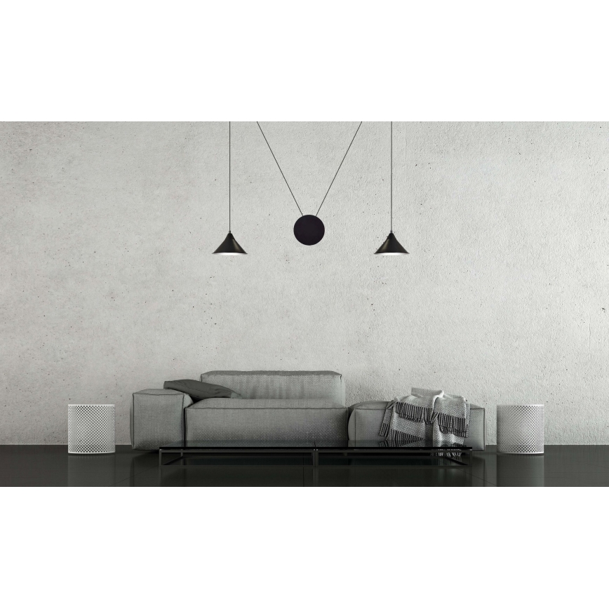 Підвісна люстра ABRAMO 2xE27/15W/230V чорний