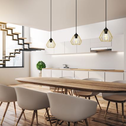 Підвісна люстра AGAT 1xE27/15W/230V золотий/чорний