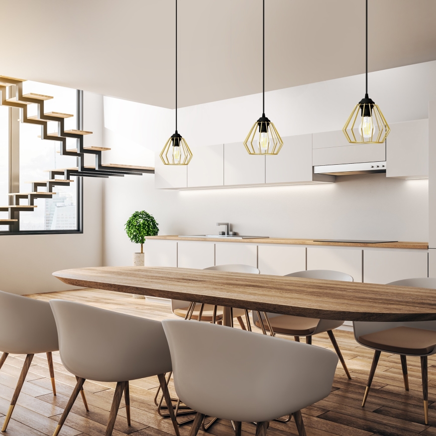 Підвісна люстра AGAT 1xE27/15W/230V золотий/чорний