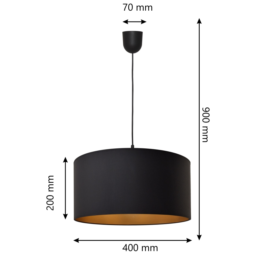 Підвісна люстра ALBA 1xE27/15W/230V чорний/золотий