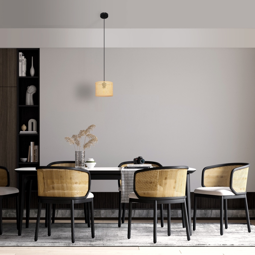 Підвісна люстра ALBA 1xE27/15W/230V діаметр 20 см ротанґ/чорний