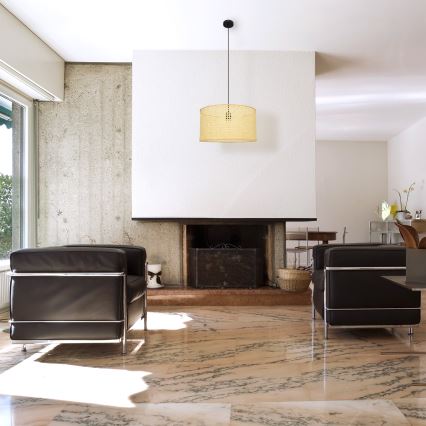 Підвісна люстра ALBA 1xE27/15W/230V діаметр 45 cm ротанґ/чорний