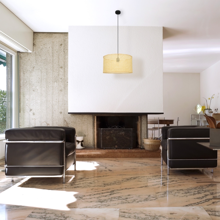 Підвісна люстра ALBA 1xE27/15W/230V діаметр 45 cm ротанґ/чорний