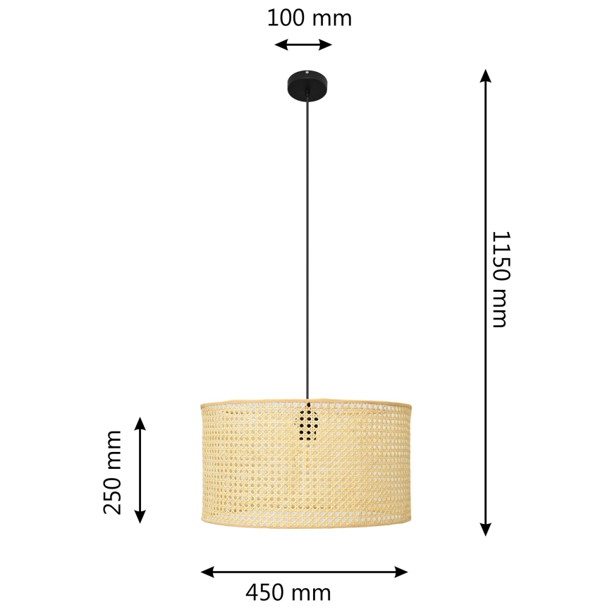 Підвісна люстра ALBA 1xE27/15W/230V діаметр 45 cm ротанґ/чорний